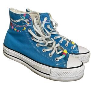 Converse Chuck Taylor All Star Blue Rainbow Floral Beads Women’s 8.5